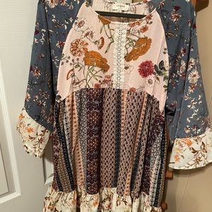 Umgee boho patchwork tunic/mini dress